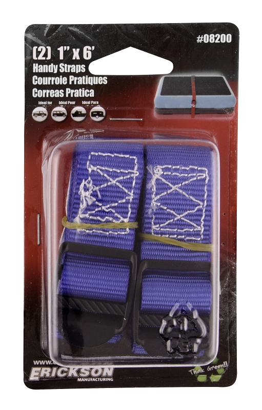 Erickson 08200 Handy Strap, 1 in W, 6 ft L, Blue, 300 lb Working Load